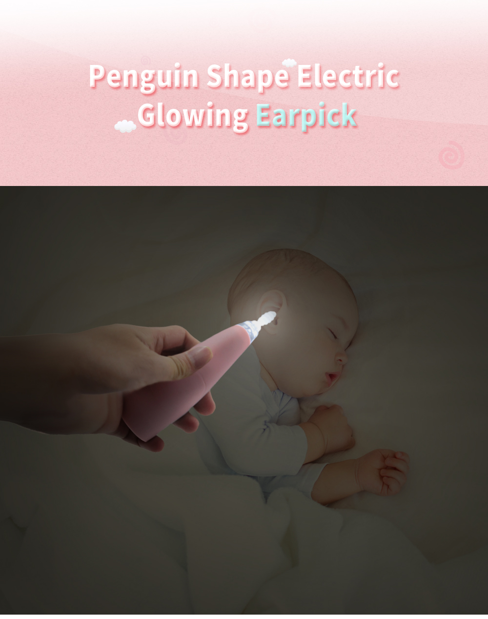 Penguin Shape Electric Glowing Ear Spoon Penguin Shape Electric Glowing Ear Spoon