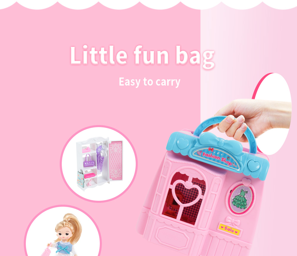 DIY Portable Doll House with Handbag Doll Wardrobe DIY Portable Doll House with Handbag Doll Wardrobe