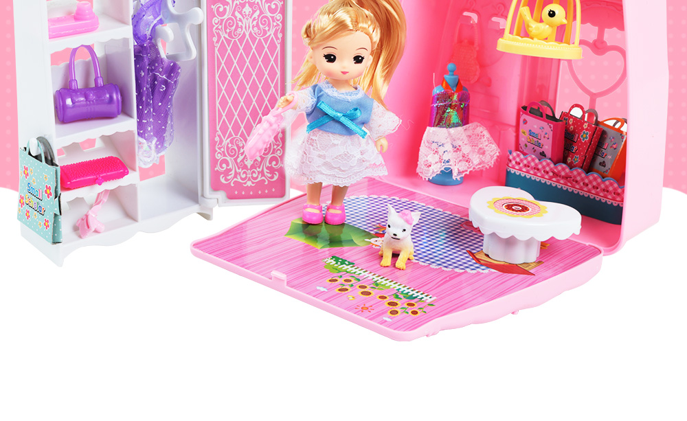 DIY Portable Doll House with Handbag Doll Wardrobe