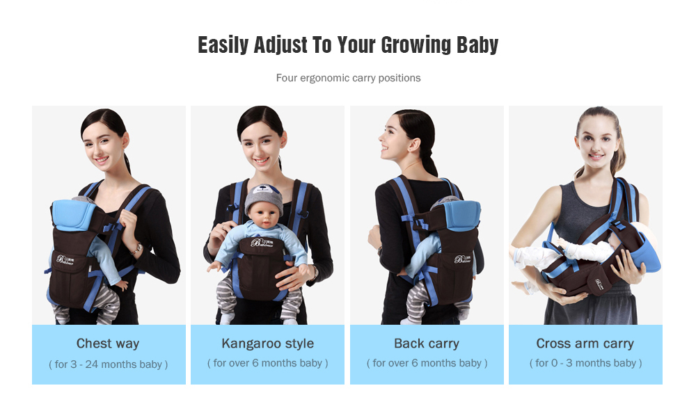 Bethbear Multifunctional Ventilate Adjustable Buckle Mesh Wrap Baby Carrier Backpack