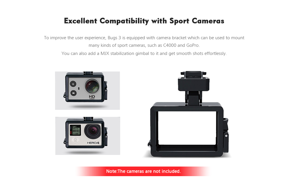 MJX B3 Bugs 3 RC Quadcopter RTF Two-way 2.4GHz 4CH with Action Camera Bracket MJX B3 Bugs 3 RC Quadcopter RTF Two-way 2.4GHz 4CH with Action Camera Bracket