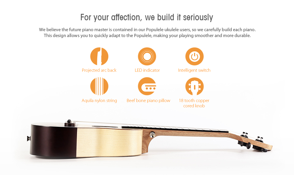 Xiaomi Populele 23 inch APP LED Bluetooth USB Smart Ukulele Gift for Beginners 1pc