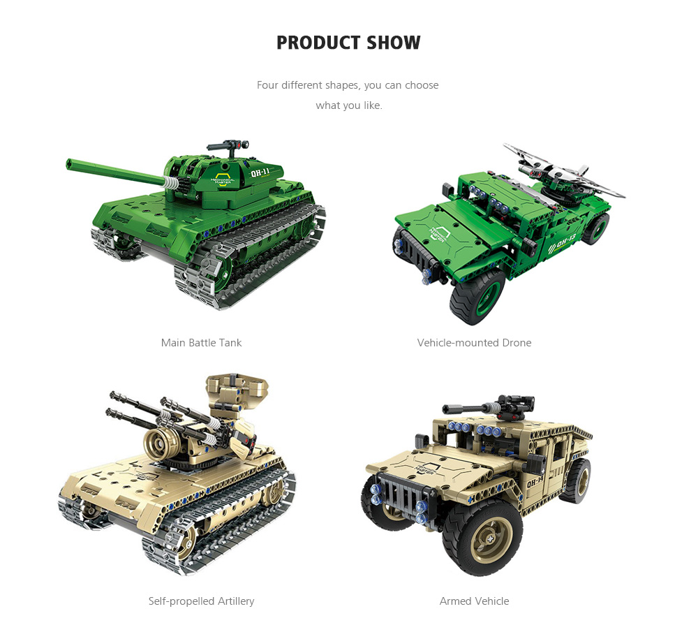 DIY Electric Remote Control Self-propelled Artillery Building Blocks Children Educational Toy