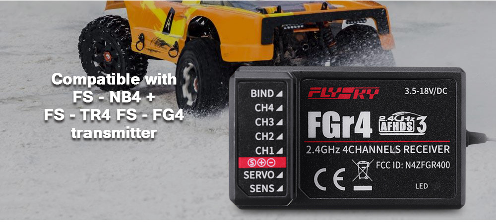 Flysky FS - GR4 2.4GHz 4CH AFHDS Receiver for FS - NB4 + FS - TR4 FS - FG4 Transmitter