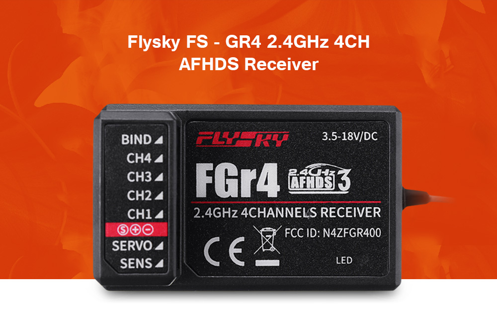 Flysky FS - GR4 2.4GHz 4CH AFHDS Receiver for FS - NB4 + FS - TR4 FS - FG4 Transmitter