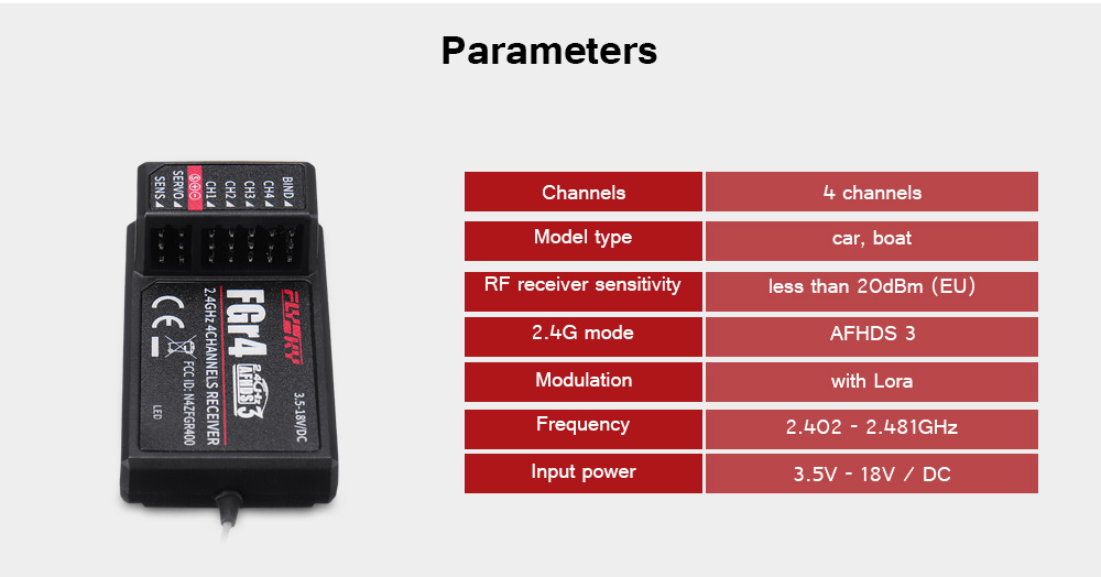 Flysky FS - GR4 2.4GHz 4CH AFHDS Receiver for FS - NB4 + FS - TR4 FS - FG4 Transmitter