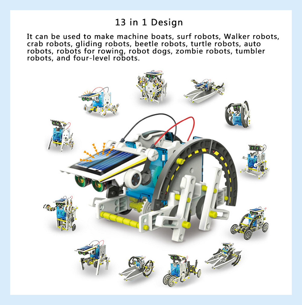 13 in 1 DIY Assembled Solar Robot Toys for Kids