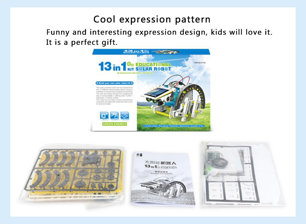 13 in 1 DIY Assembled Solar Robot Toys for Kids