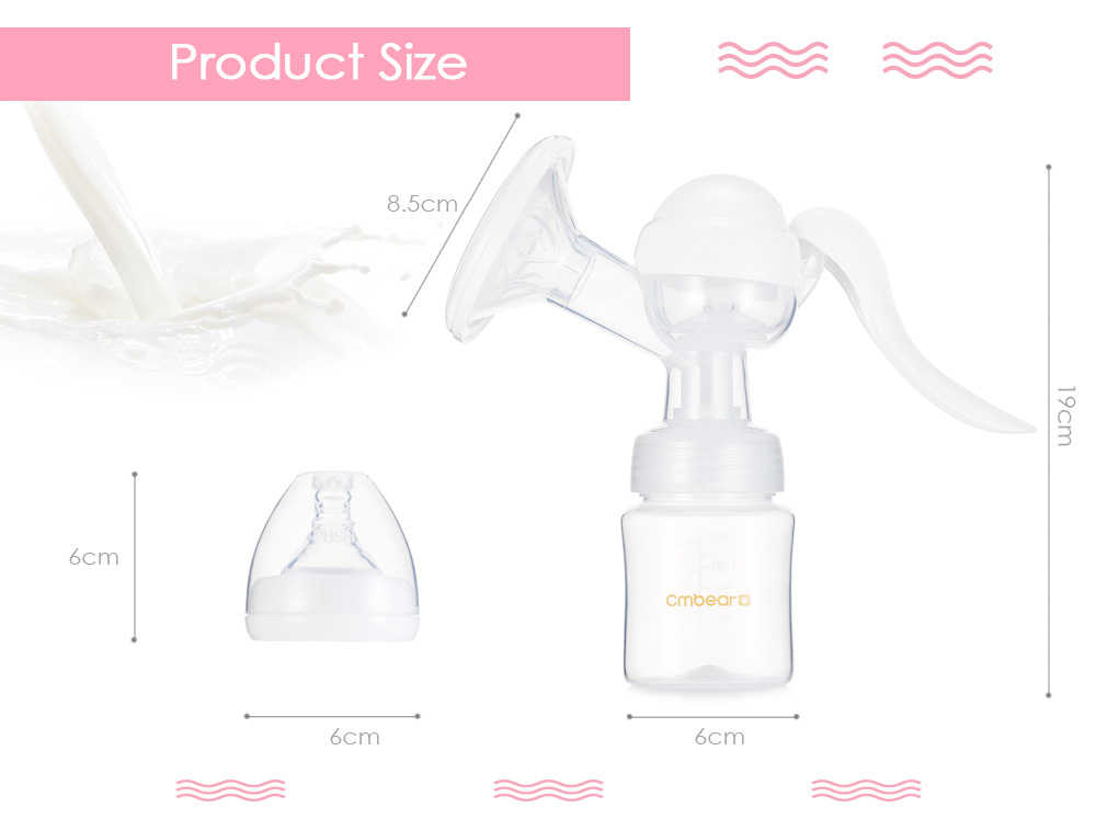 Cmbear 150ml Manual Unilateral Breastfeeding BPA Free Breast Pump with Teat