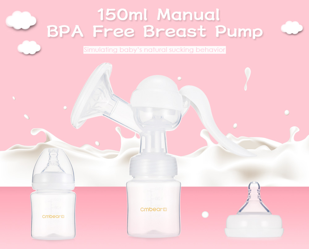 Cmbear 150ml Manual Unilateral Breastfeeding BPA Free Breast Pump with Teat Cmbear 150ml Manual Unilateral Breastfeeding BPA Free Breast Pump with Teat