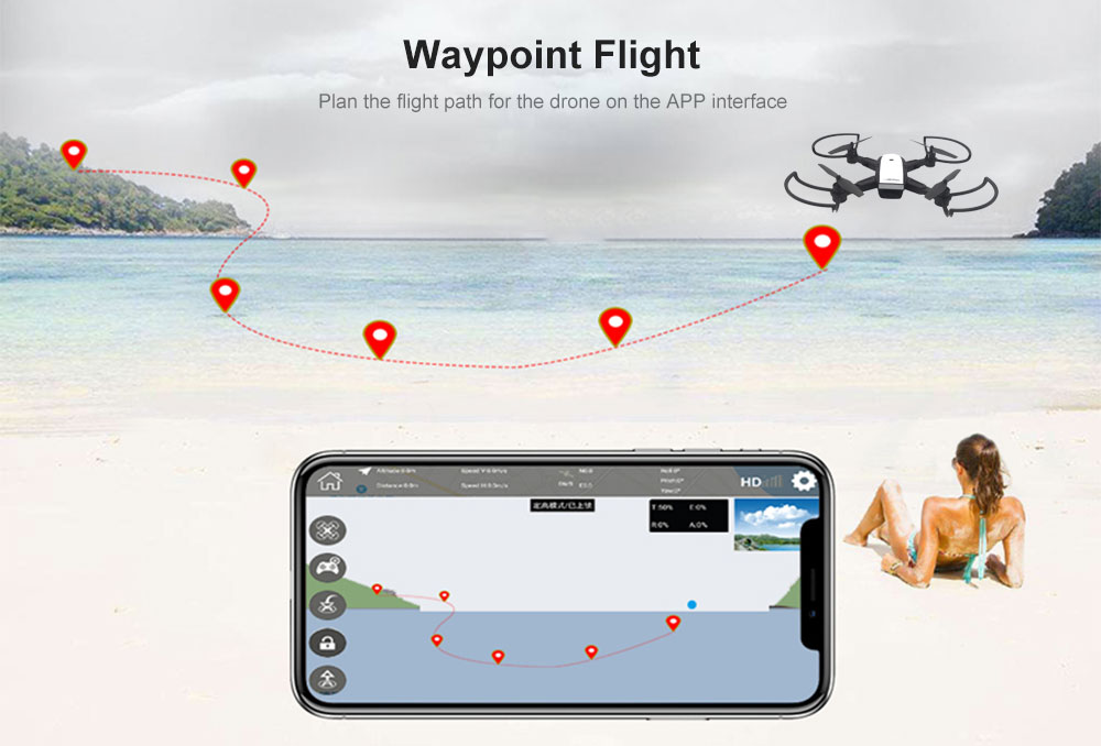 LH - X28WF - GPS 1080P WiFi FPV RC Drone - RTF Altitude Hold Waypoint Point of Interest Follow One Key Return Quadcopter