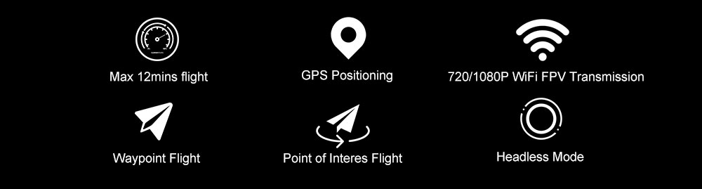 LH - X38GWF - BS GPS WiFi FPV RC Drone - RTF Altitude Hold Waypoint Point of Interest Follow One Key Return Quadcopter