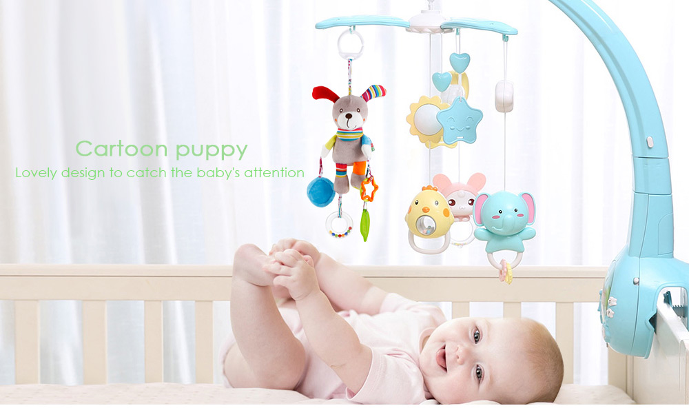 Baby Crib Puppy Rattle Plush Toy Stroller Pendant Hanging Bed Bell