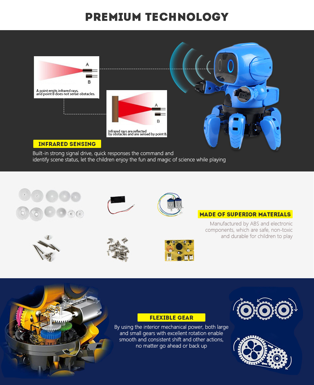 MoFun - 963 DIY Assembled Electric Robot Infrared Obstacle Avoidance Educational Toy