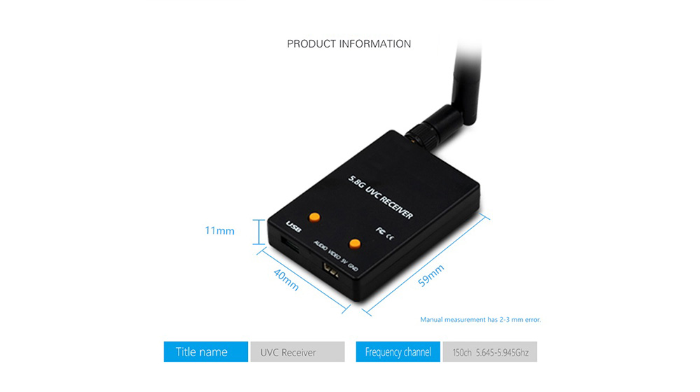 Turbowing 5.8Ghz FPV UVC Receiver Support Android Mobile Phone Turbowing 5.8Ghz FPV UVC Receiver Support Android Mobile Phone