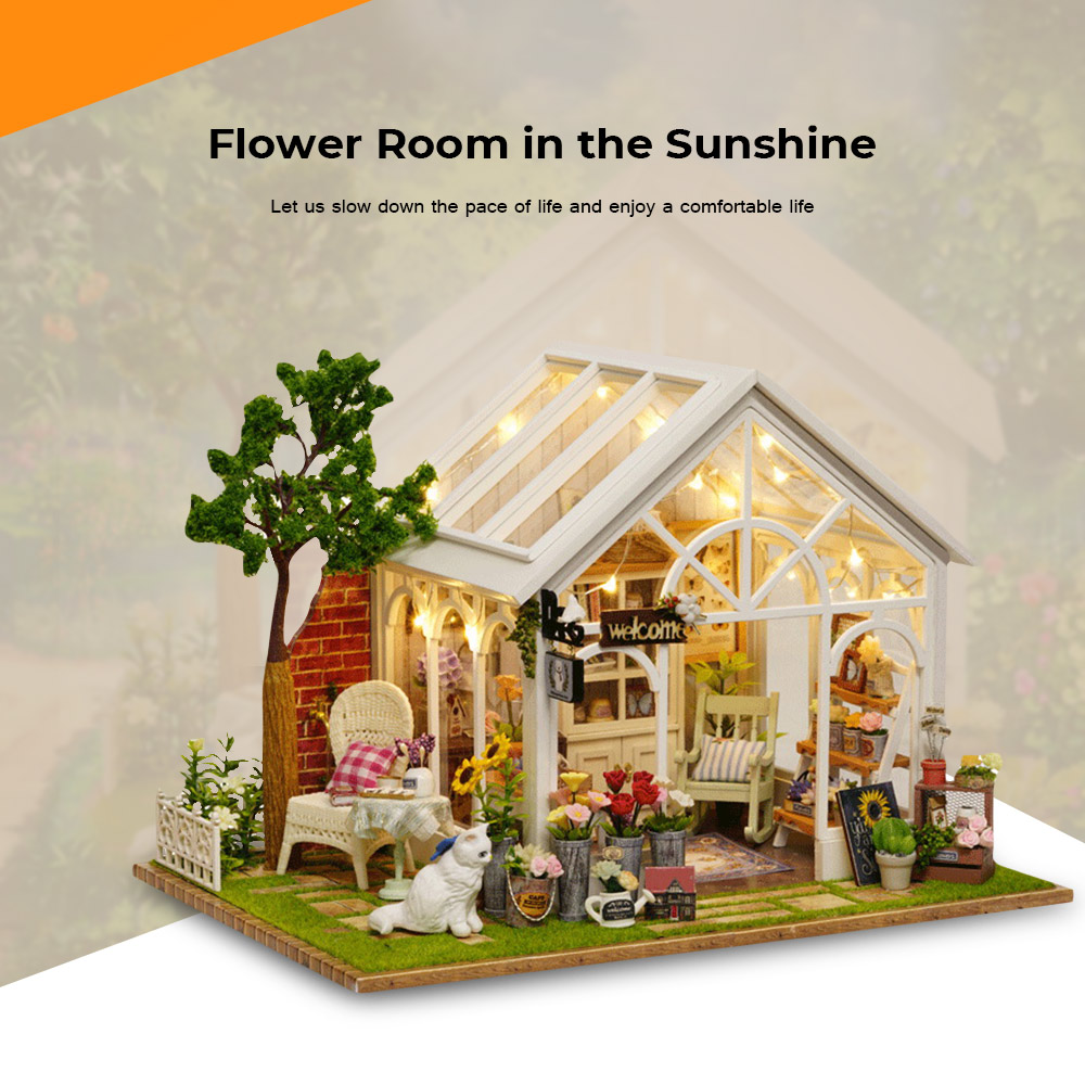 CUTE ROOM A - 063 DIY Cabin Hand-assembled Wooden Flower House Children Puzzle Toys