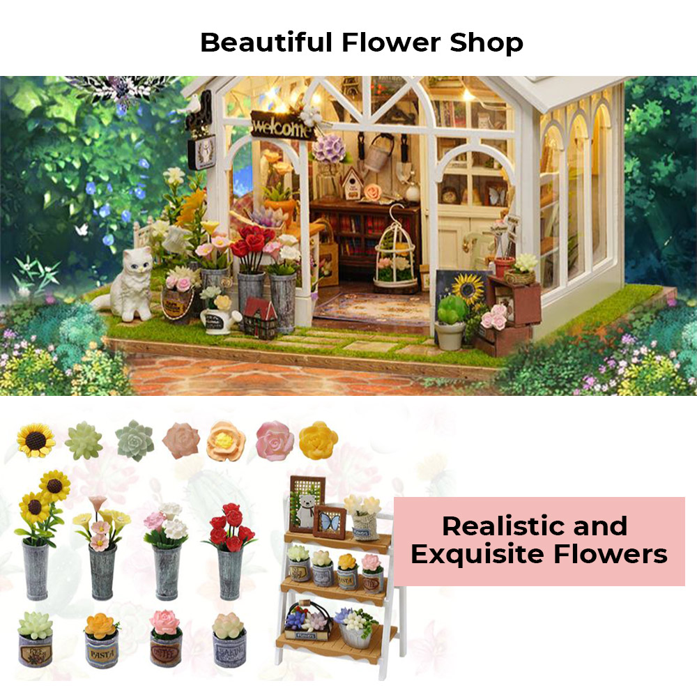 CUTE ROOM A - 063 DIY Cabin Hand-assembled Wooden Flower House Children Puzzle Toys