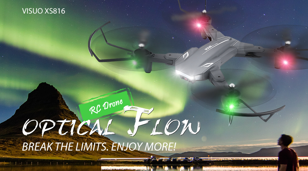 TIANQU VISUO XS816 Optical Flow Positioning Dual Camera WiFi 2MP + 0.3MP RC Drone - RTF