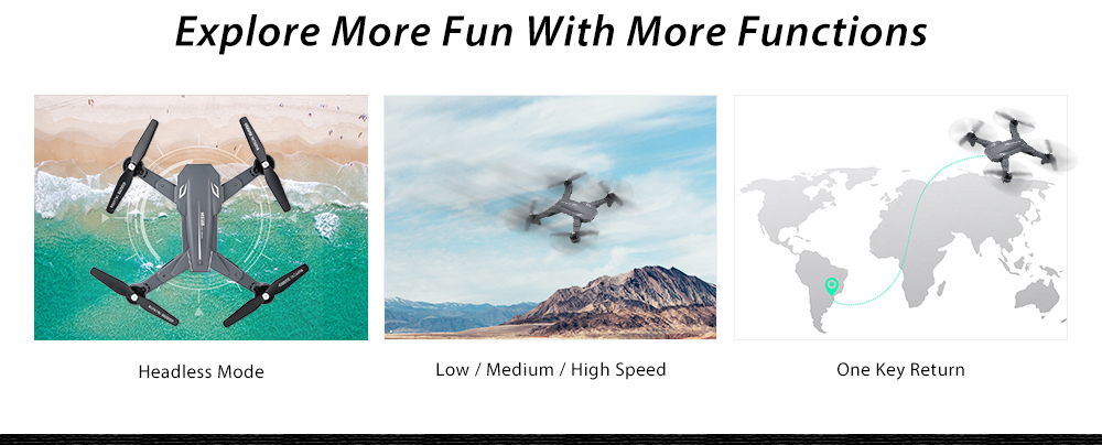 TIANQU VISUO XS816 Optical Flow Positioning Dual Camera WiFi 2MP + 0.3MP RC Drone - RTF