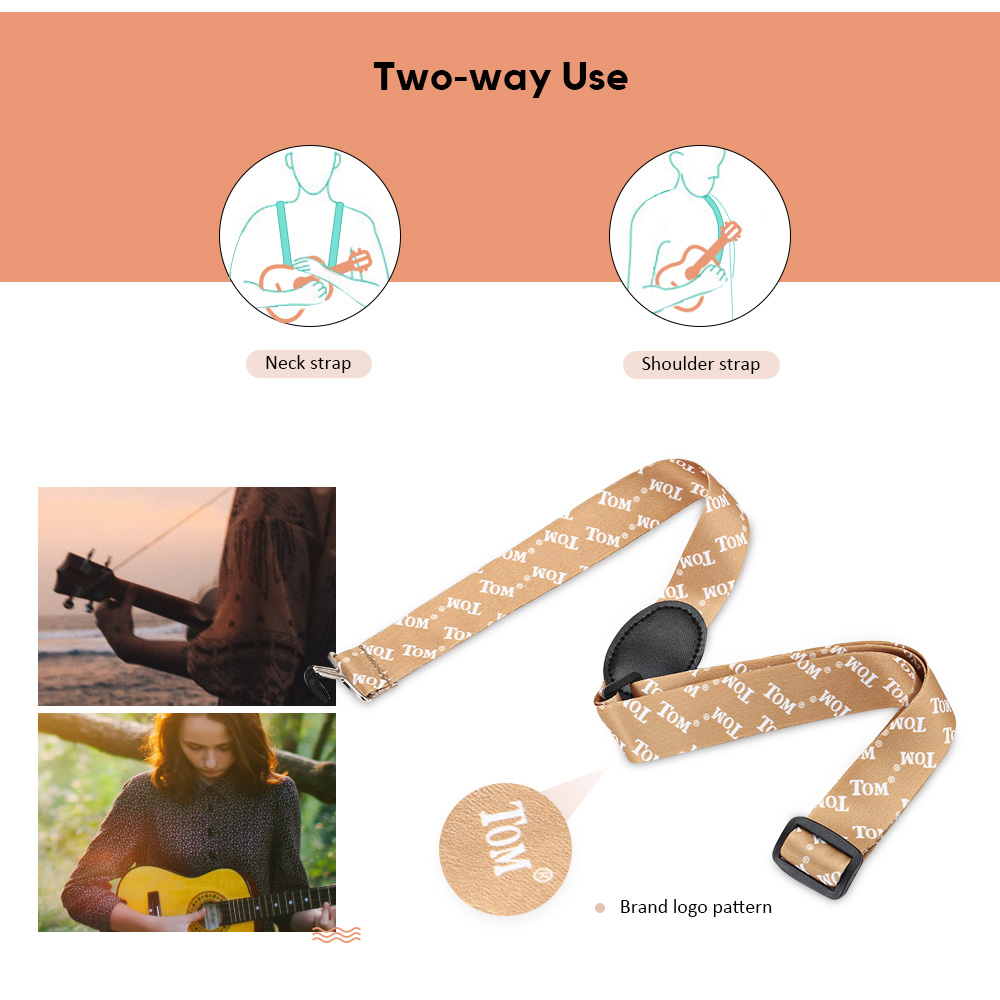 TOM Adjustable Ukulele Nylon Strap with Hook Musical Instrument Accessory TOM Adjustable Ukulele Nylon Strap with Hook Musical Instrument Accessory