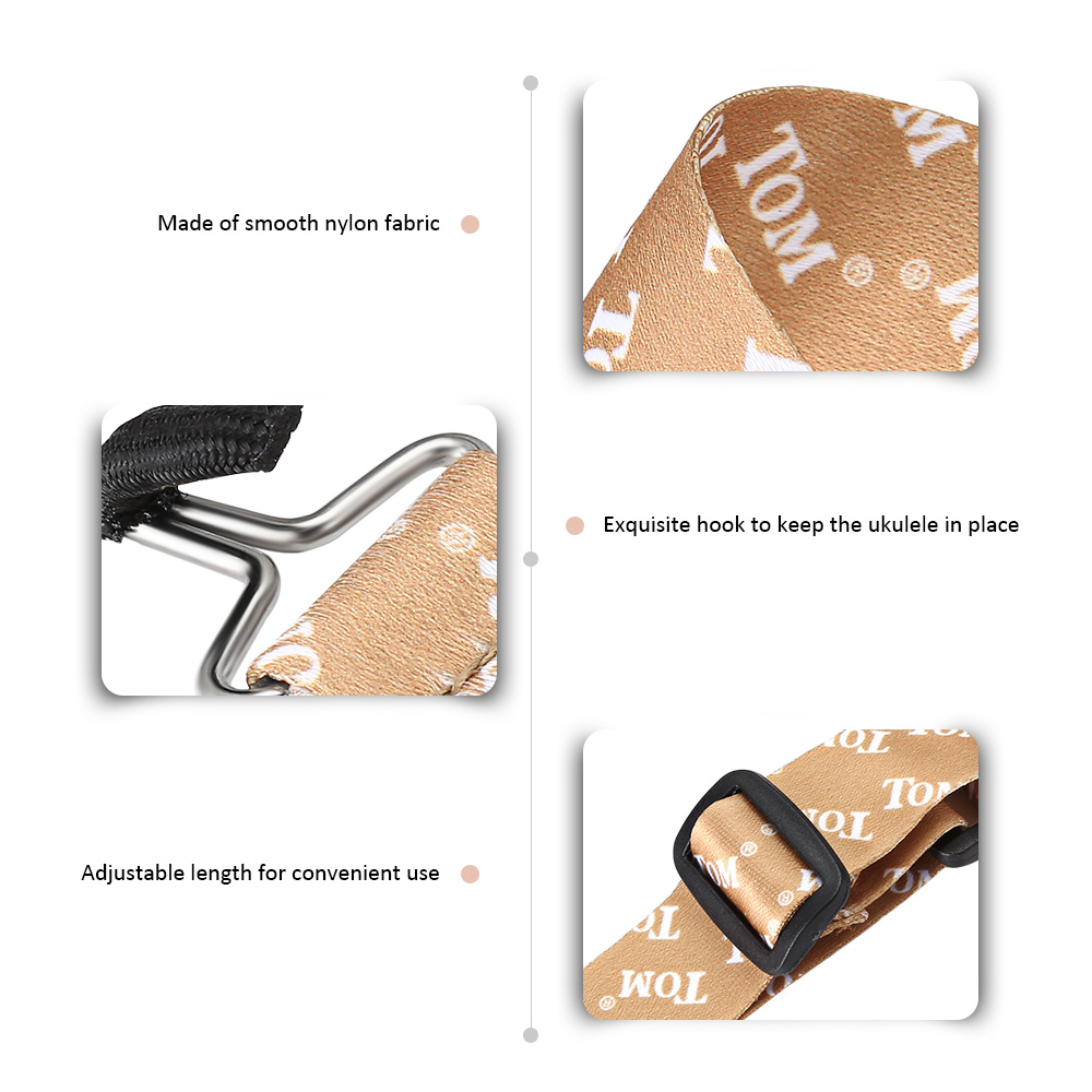 TOM Adjustable Ukulele Nylon Strap with Hook Musical Instrument Accessory TOM Adjustable Ukulele Nylon Strap with Hook Musical Instrument Accessory