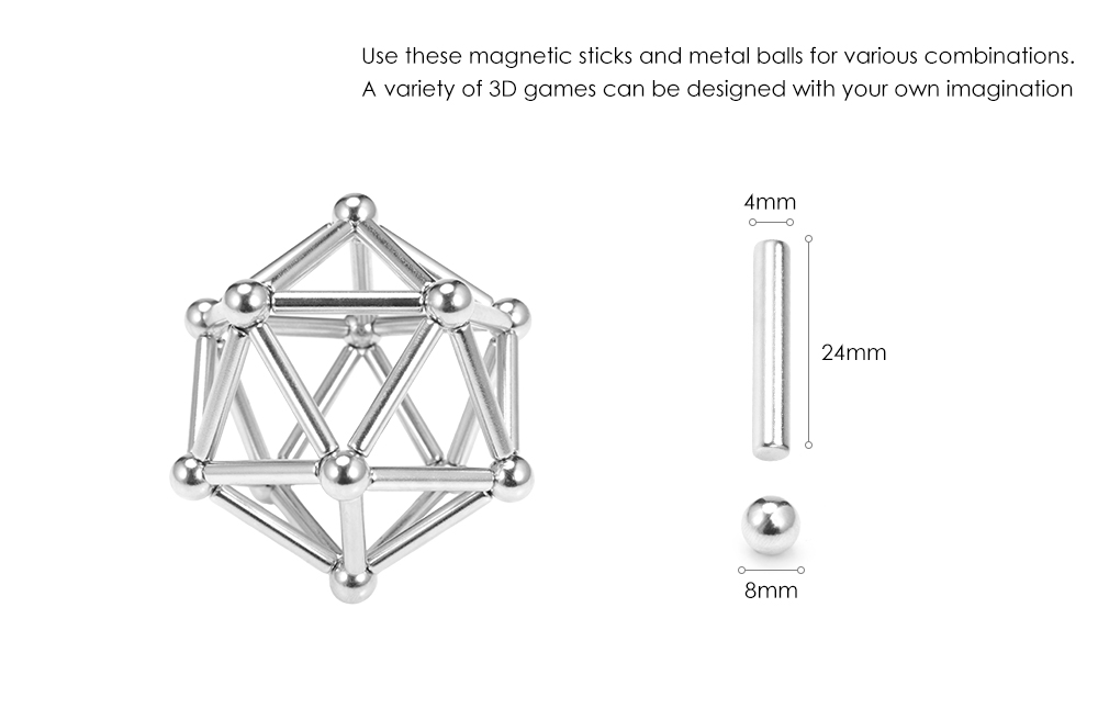 Innovative 36pcs Magnetic Sticks 27pcs Steel Balls Toy Building Blocks Puzzle Toy