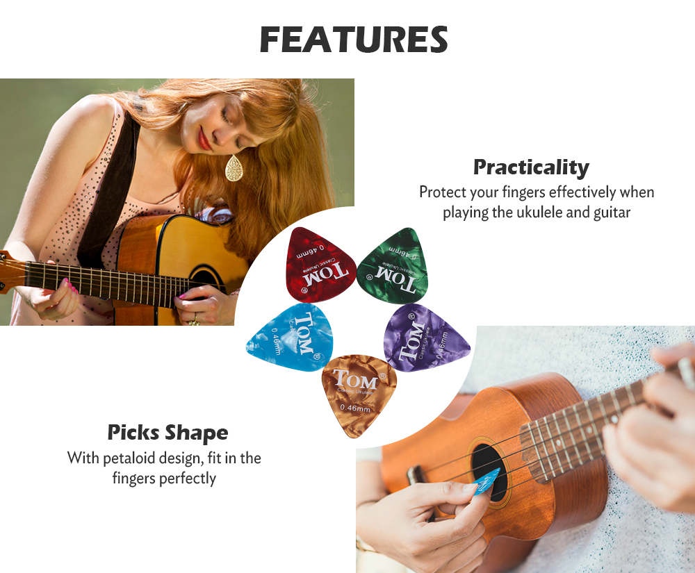 TOM TP1 5pcs 0.46mm Multicoloured Wear-resistant Ukulele Guitar Finger Picks TOM TP1 5pcs 0.46mm Multicoloured Wear-resistant Ukulele Guitar Finger Picks