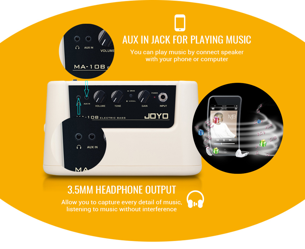 JOYO MA - 10B Bass Guitar Loud Speaker Amplifier JOYO MA - 10B Bass Guitar Loud Speaker Amplifier