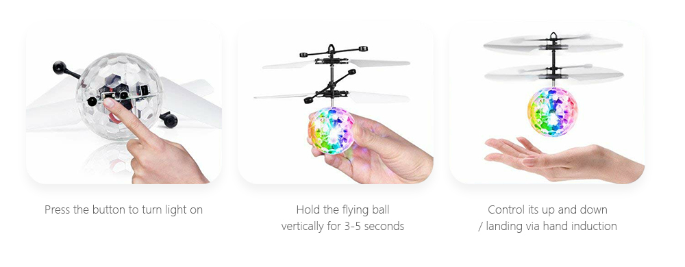 Induction Colorful Lamp Flash Flying Ball Helicopter Toy for Kids