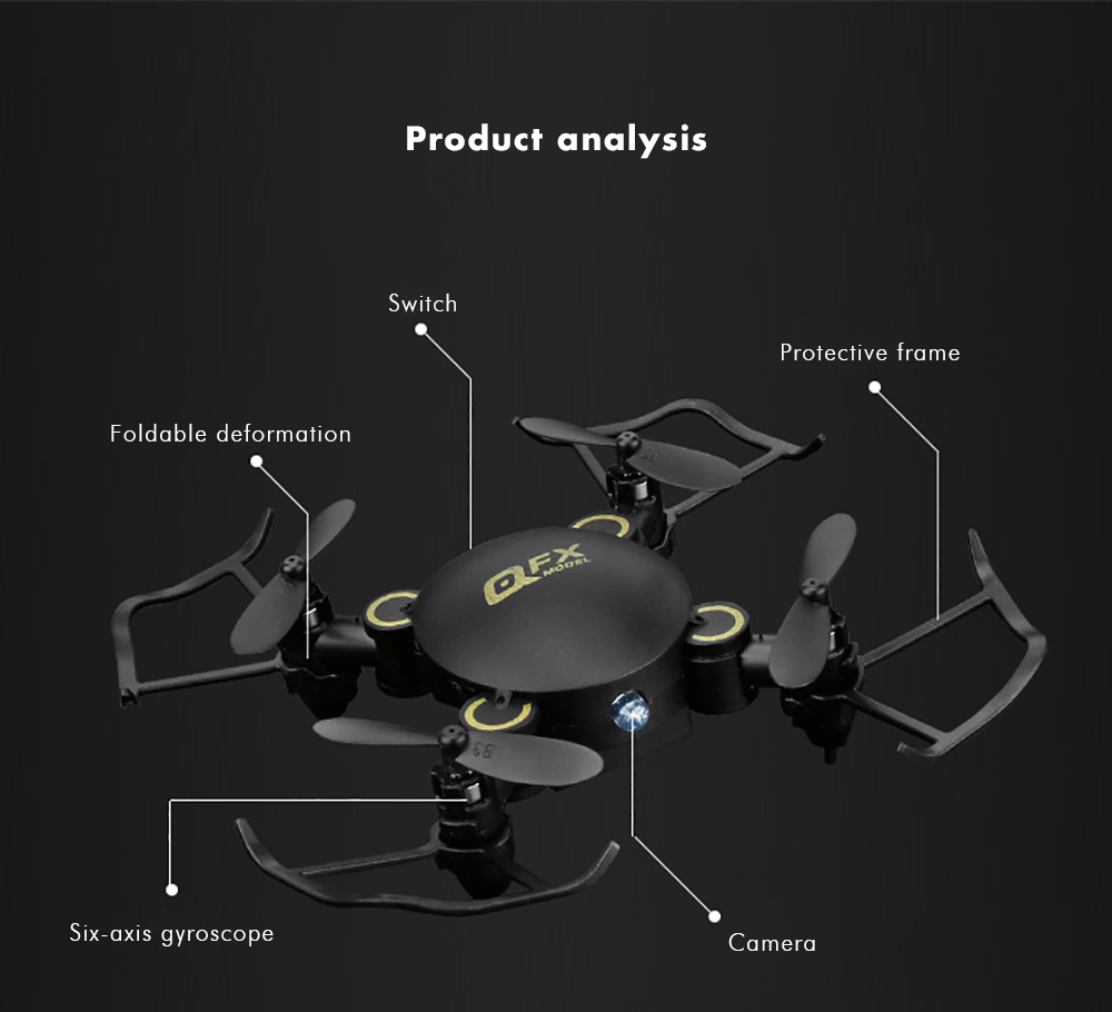 QFX Foldable Quadcopter Mini Drone Model Toy with Remote Control