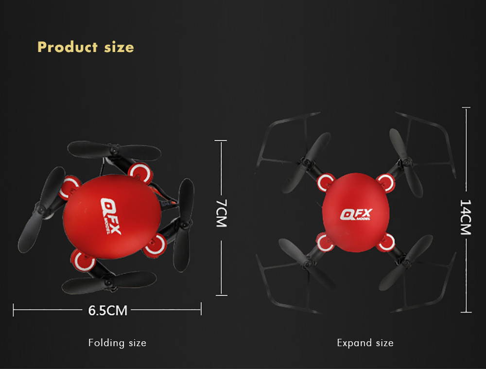 QFX Foldable Quadcopter Mini Drone Model Toy with Remote Control