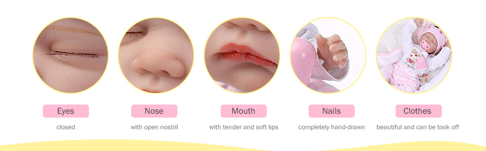 Realistic Sleeping Reborn Baby Doll Soft Silicone Girl Lifelike Toy Realistic Sleeping Reborn Baby Doll Soft Silicone Girl Lifelike Toy
