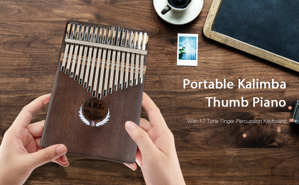 Portable Kalimba Thumb Piano 17 Tone Finger Percussion Keyboard