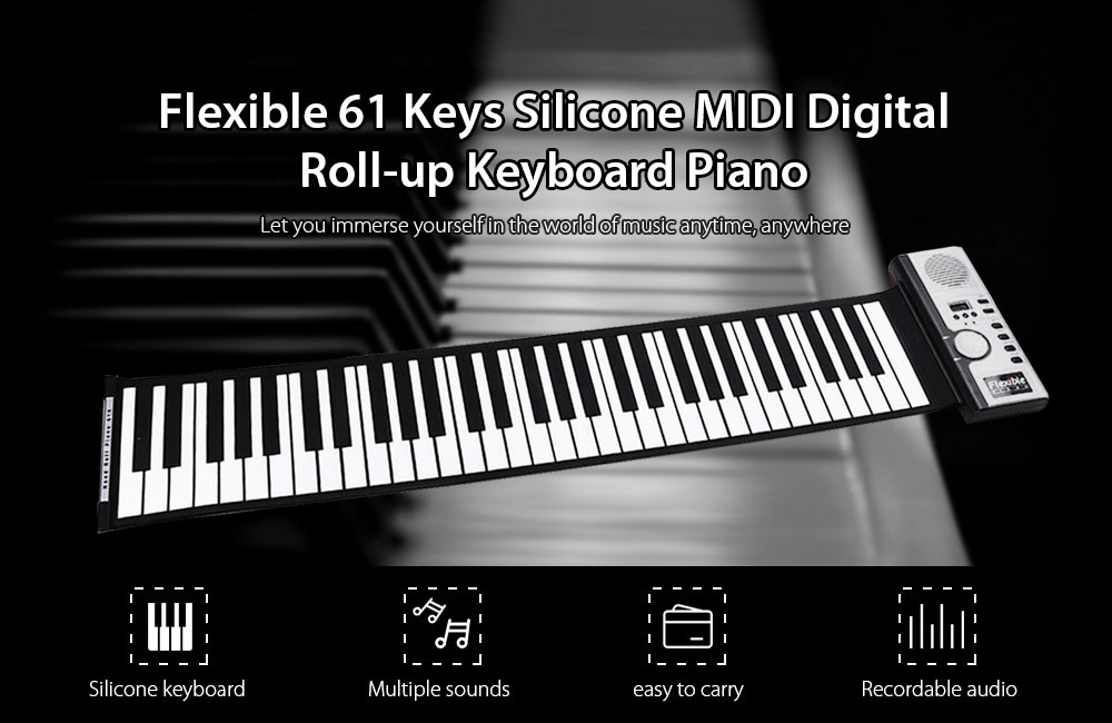 Flexible 61 Keys Silicone MIDI Digital Roll-up Keyboard Piano Flexible 61 Keys Silicone MIDI Digital Roll-up Keyboard Piano