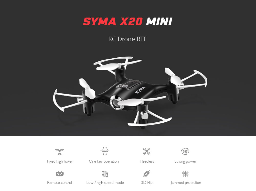 SYMA X20 Mini RC Drone RTF Headless Mode / Altitude Hold / 360 Degree Flip