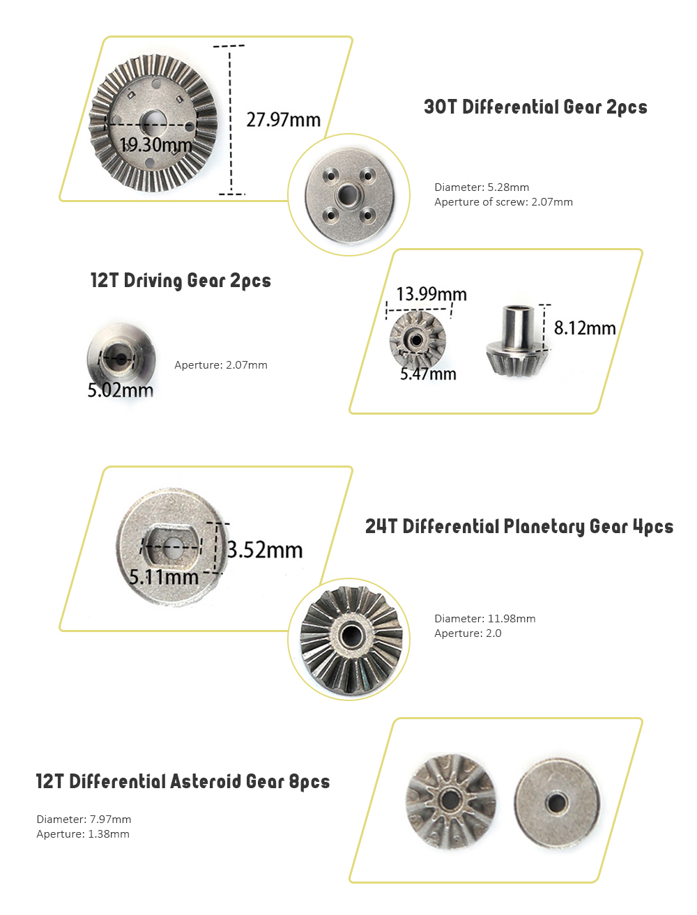 Metal Gears for WLtoys 12428 / 12428 - A / 12428 - B / 12428 - C / 12423 RC Car 2 Sets