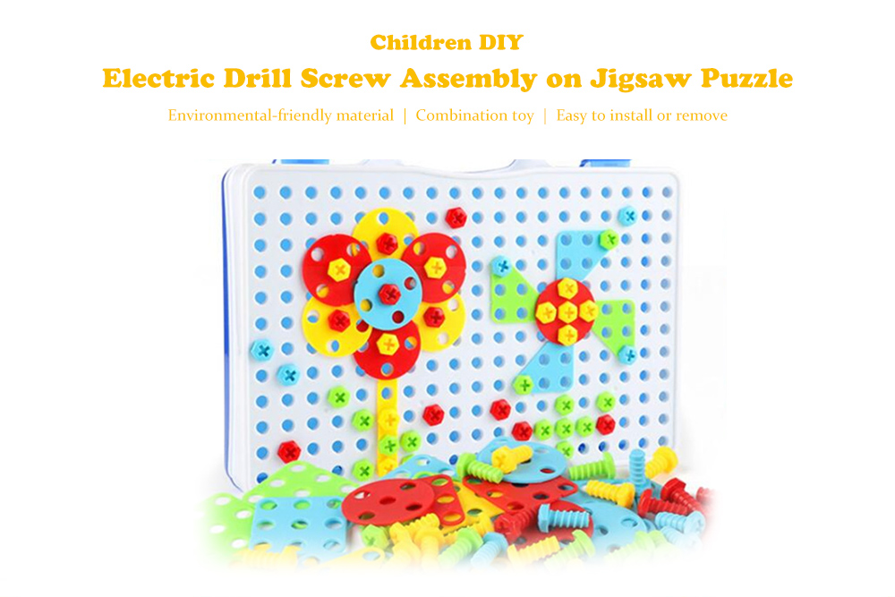 Children DIY Electric Drill Screw Assembly on Jigsaw Puzzle No Battery Children DIY Electric Drill Screw Assembly on Jigsaw Puzzle No Battery