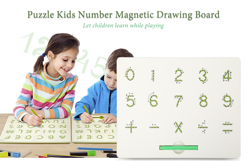 Puzzle Educational Learning Number Kids Magnetic Drawing Board