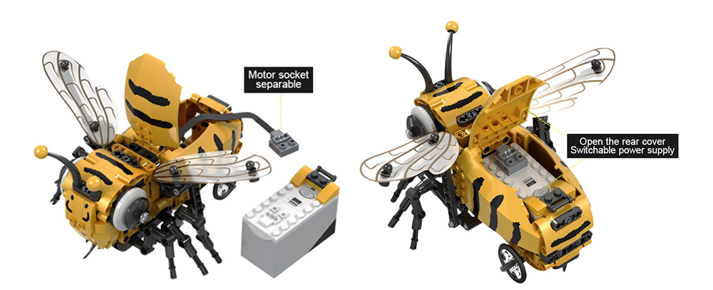 7110 Electric Bee Imitating Crawling Posture Automatic Obstacle Avoidance Assembling Blocks 285PCS