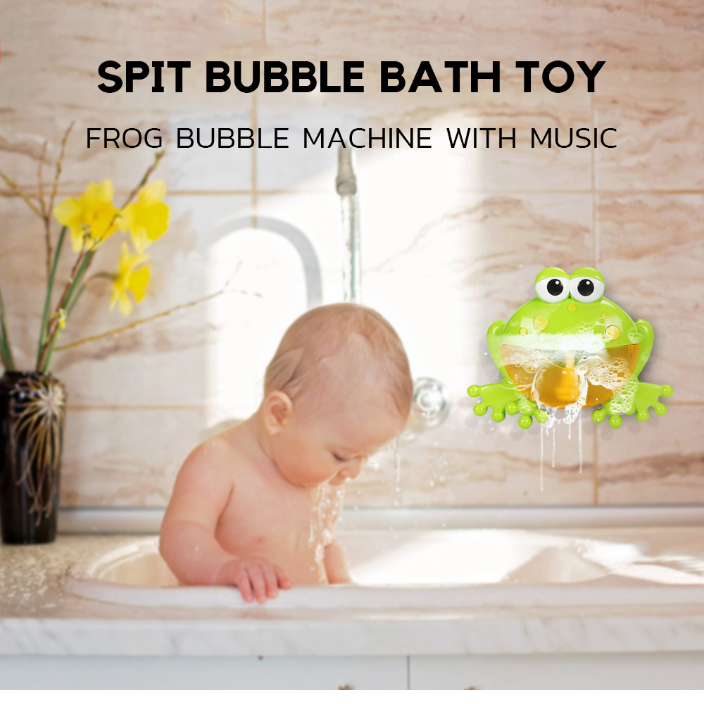 Frog Shape Spit Bubble Machine Bath Toy with Music