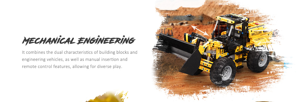 CaDA Building Block Remote Control Crawler Excavator Big Crane Mixer Truck Bulldozer Boy Spelling Toy