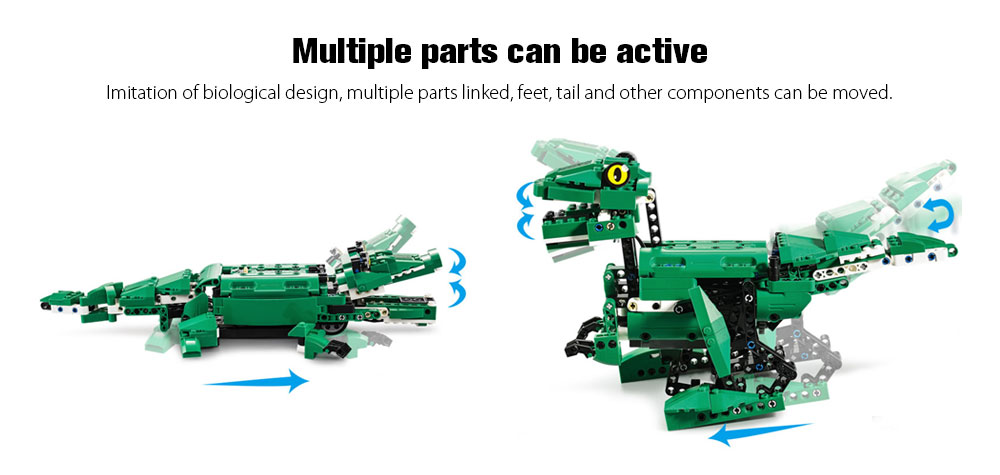 CaDA C51035W Electric Dinosaur Building Blocks Educational Toy with Sound and Light Sensor Module