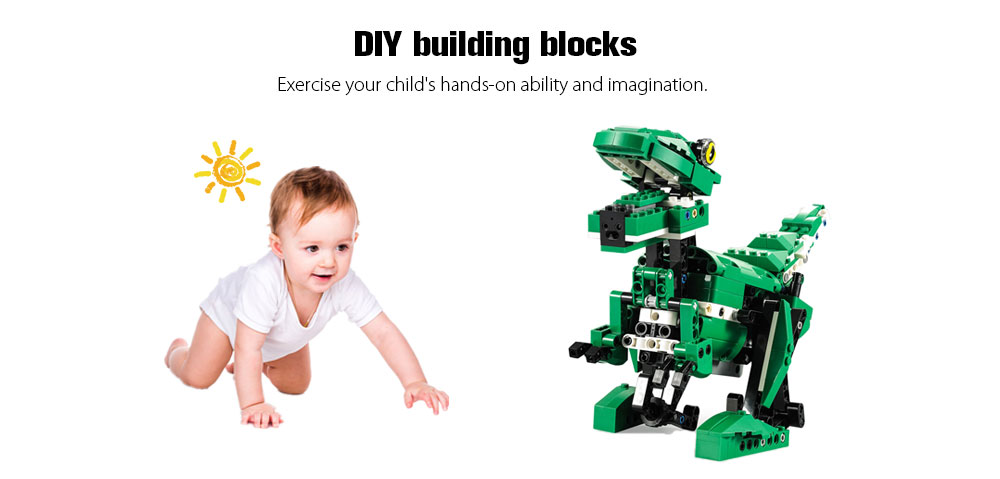 CaDA C51035W Electric Dinosaur Building Blocks Educational Toy with Sound and Light Sensor Module