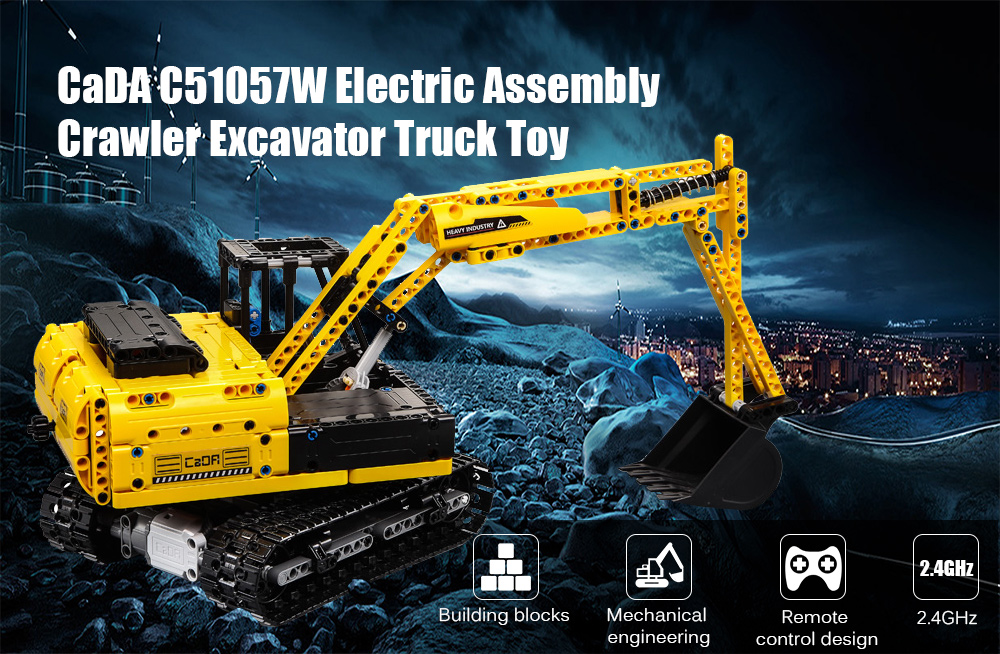 CaDA C51057W Electric Remote Control Assembly Crawler Excavator Truck Toy