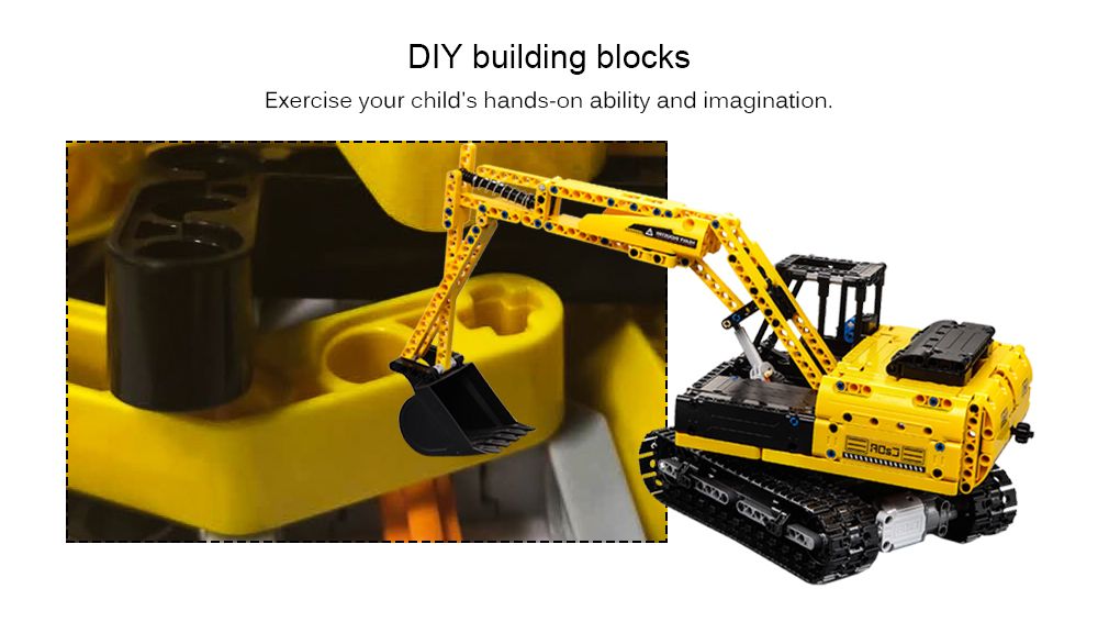 CaDA C51057W Electric Remote Control Assembly Crawler Excavator Truck Toy