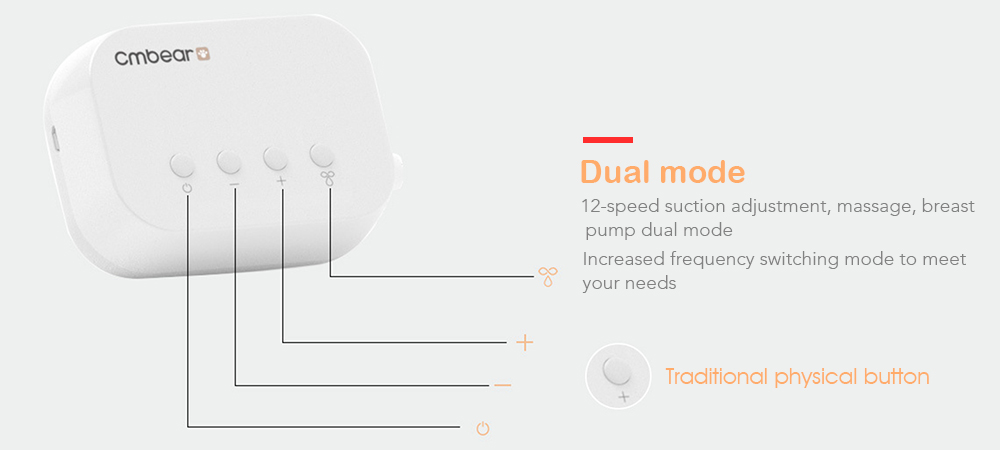 Cmbear ZRX - 0821SB - LD Electric Dual Frequency Button Breast Pump