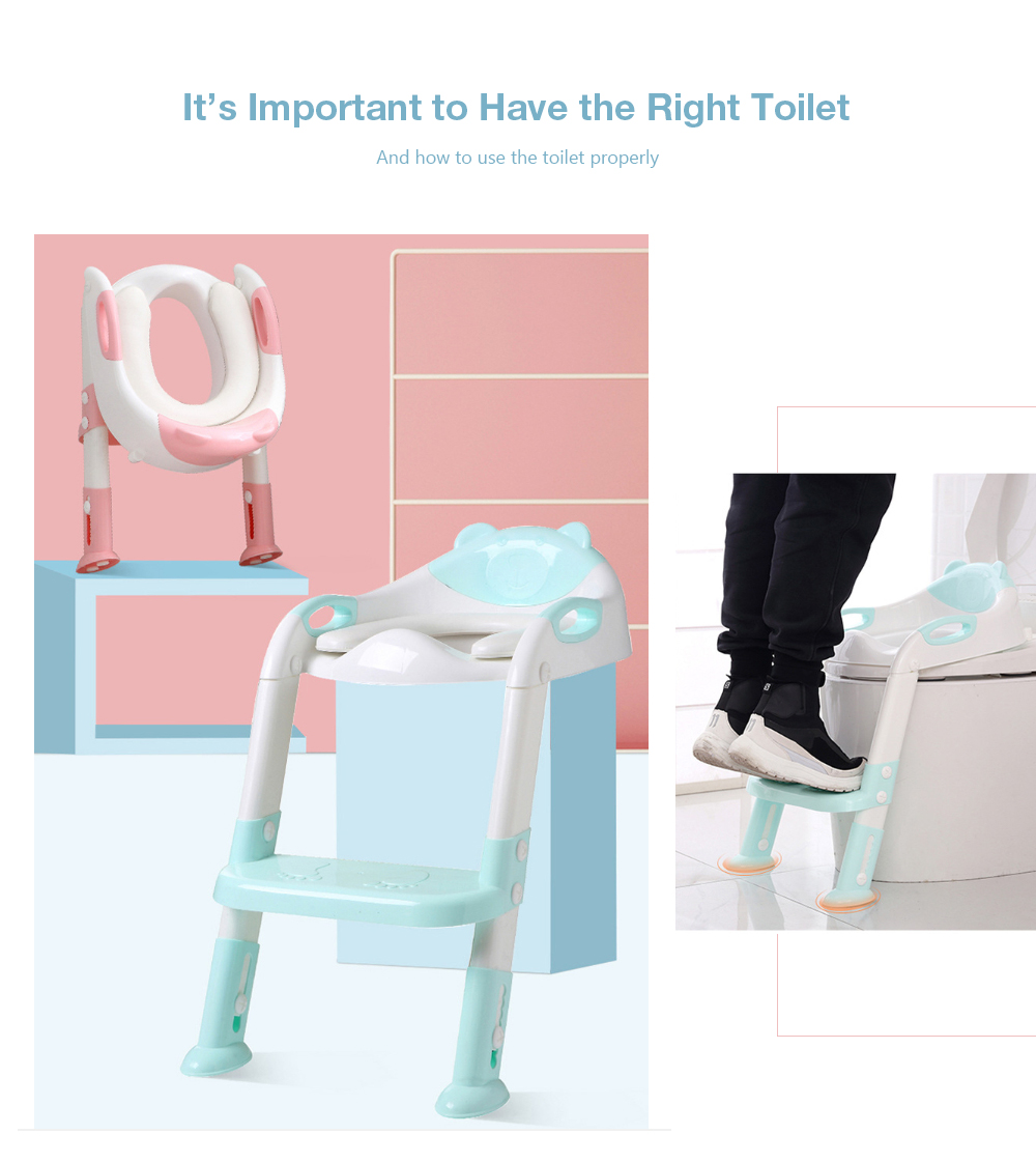 Folding Toilet Ladder Adjustable Trainer Seat Potty for Baby