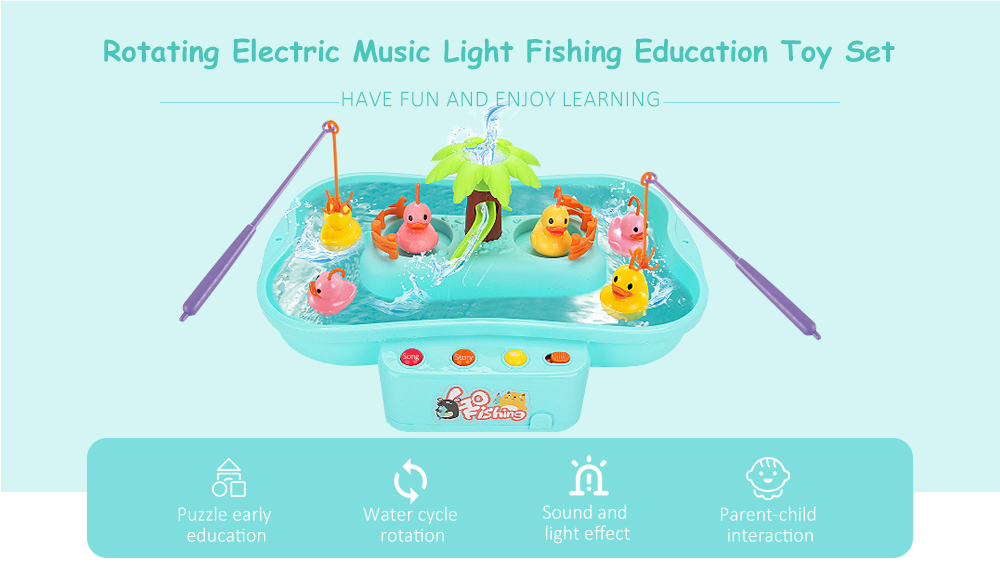 Rotating Electric Music Light Fishing Education Toy Set