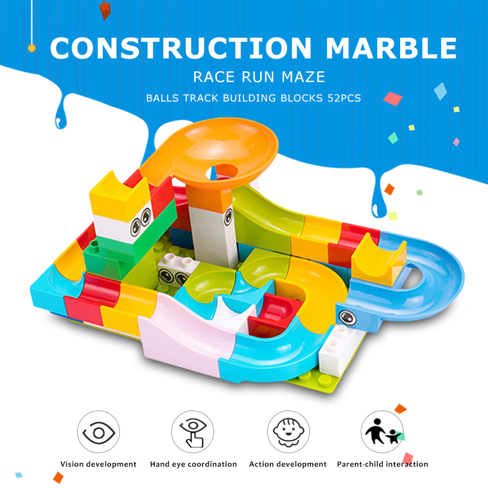 Tumama Construction Marble Race Run Maze Balls Track Building Blocks 52pcs