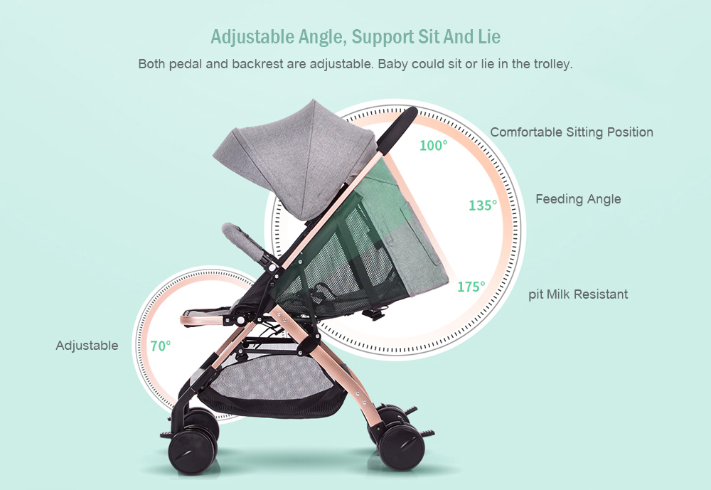 YO - J Aluminum Alloy One-hand Folding Baby Stroller Support Sit Lie
